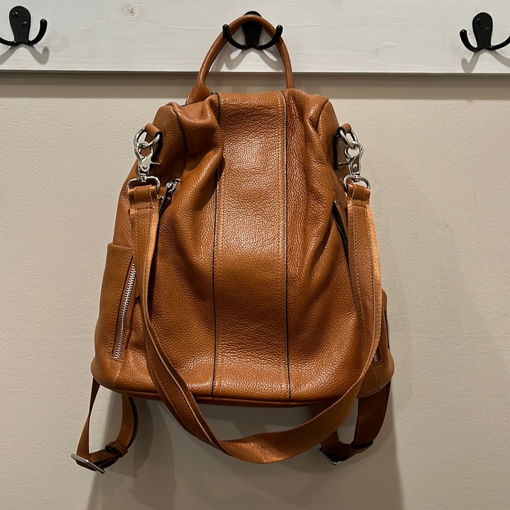 SZone Brown Cognac Leather Backpack